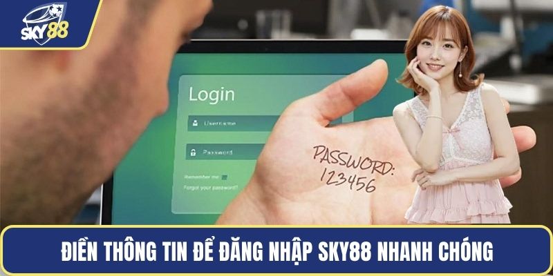 Điền thông tin để đăng nhập SKY88 nhanh chóng